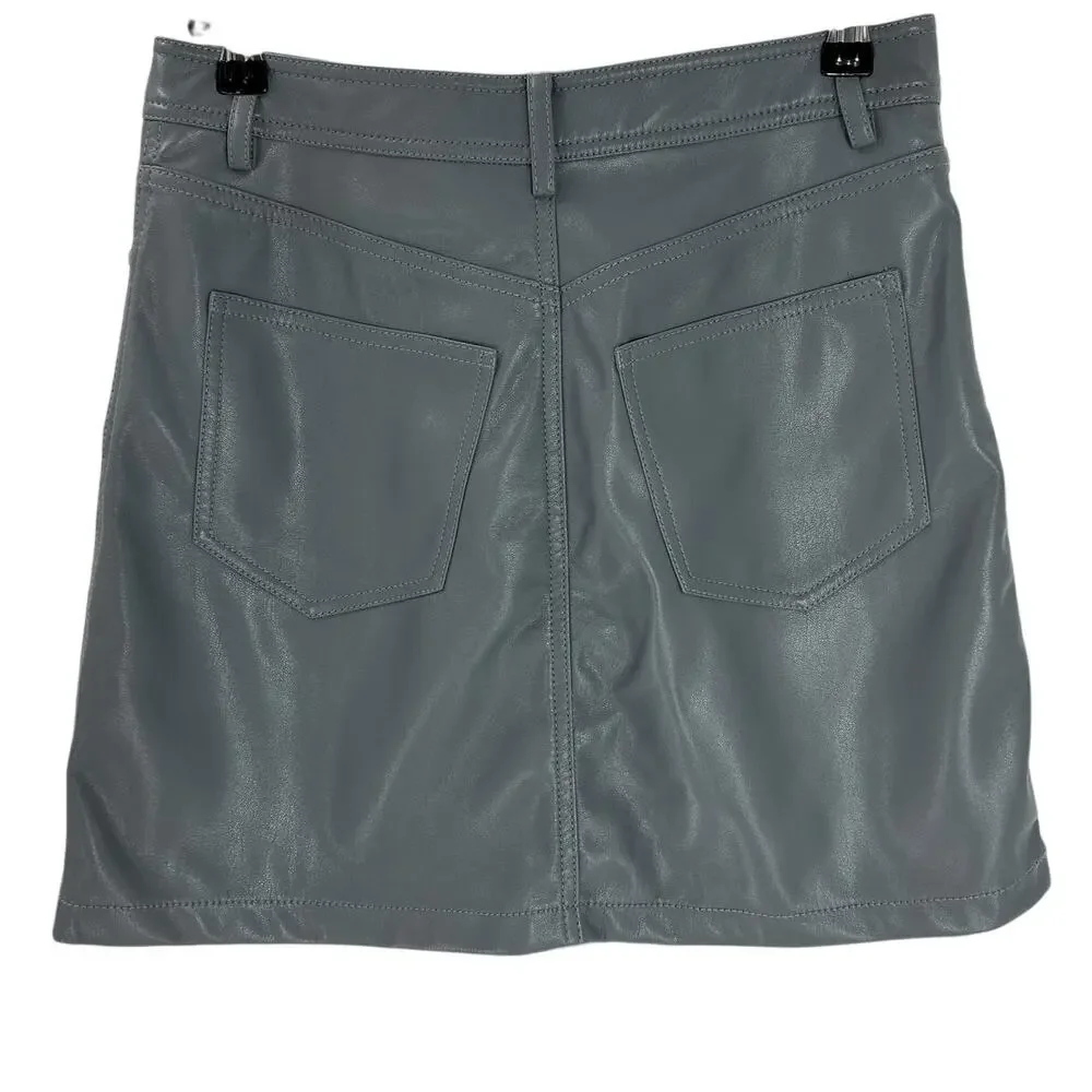 Simkhai Vegan Leather Gray Gabbie Mini Skirt Size S